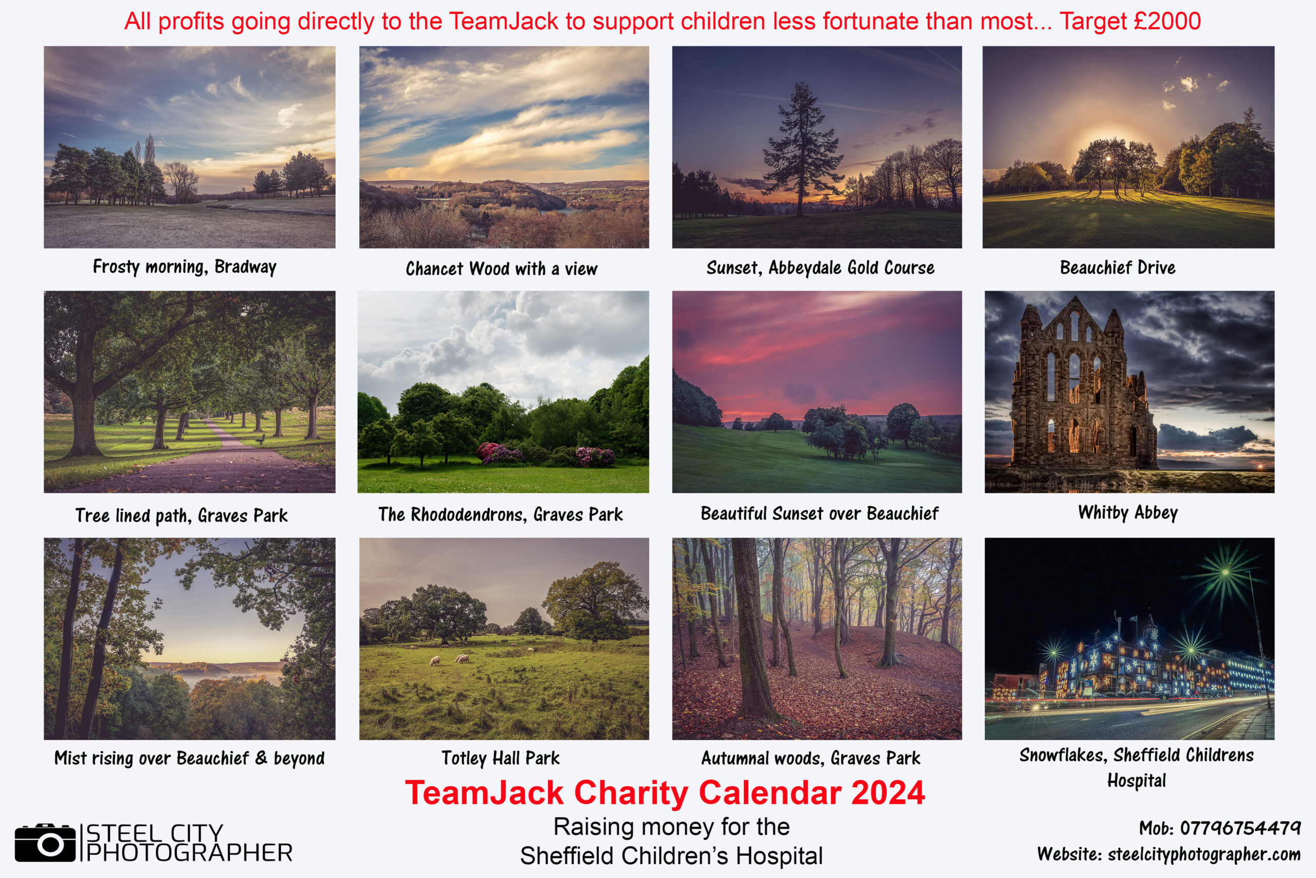 Charity Calendar 2024 Sheffield Wedding Photographer